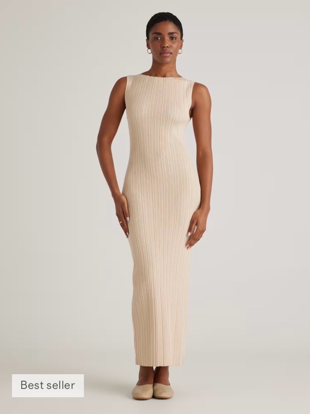 Quince Cotton Cashmere Ribbed Sleeveless Midi Dress